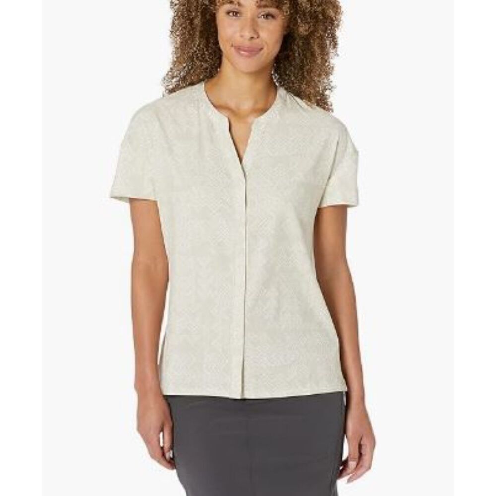 Royal Robbins Spotless Evolution Cream‎ Acadia Pt with White Print Ribbed Back M